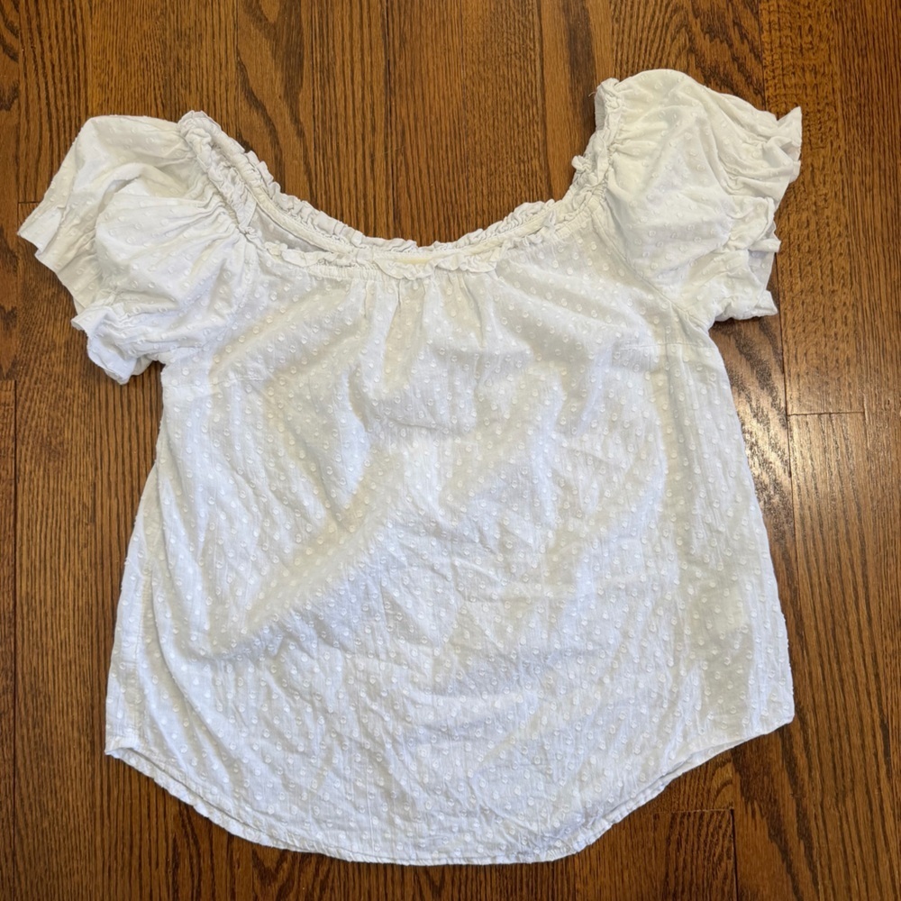 Maeve Anthropologie White Blouse Puff Sleeve Size 0